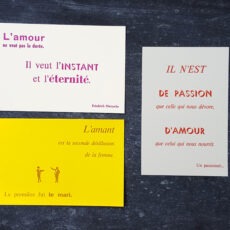 Pack de trois cartes postales sur le thème de l'Amour