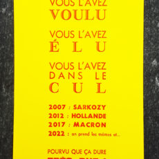 Carte postale "Vous l'avez voulu, vous l'avez élu, vous l'avez dans le cul"