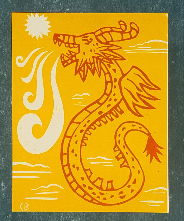 affiche letterpress gravure dragon