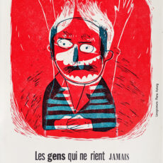 Affiche de linogravure avec une citation de Alphonse Allais