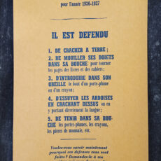 Affiche d'un réglement de classe de l'année 1963-1937