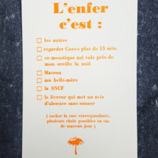 Carte postale d'une citation détournée "L'enfer c'est..."