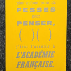 Citation de Geroges Bernaros : Quand je n'aurai plus qu'une paire de fesses pour penser, j'irai l'asseoir à l'Académie française